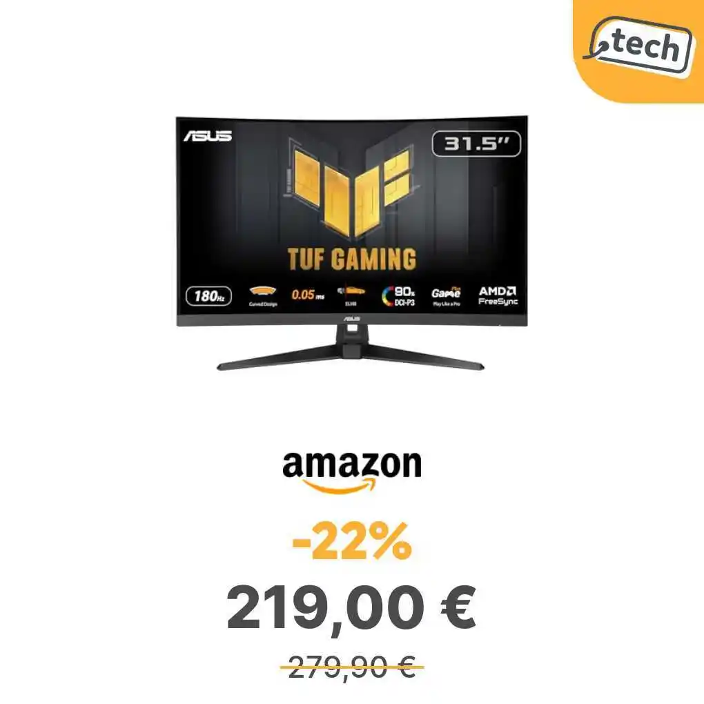 Image from offerte.club: *ASUS TUF Gaming VG32WQ3B, Monitor Curvo 31,5", 180Hz, FreeSync* 👉 h...