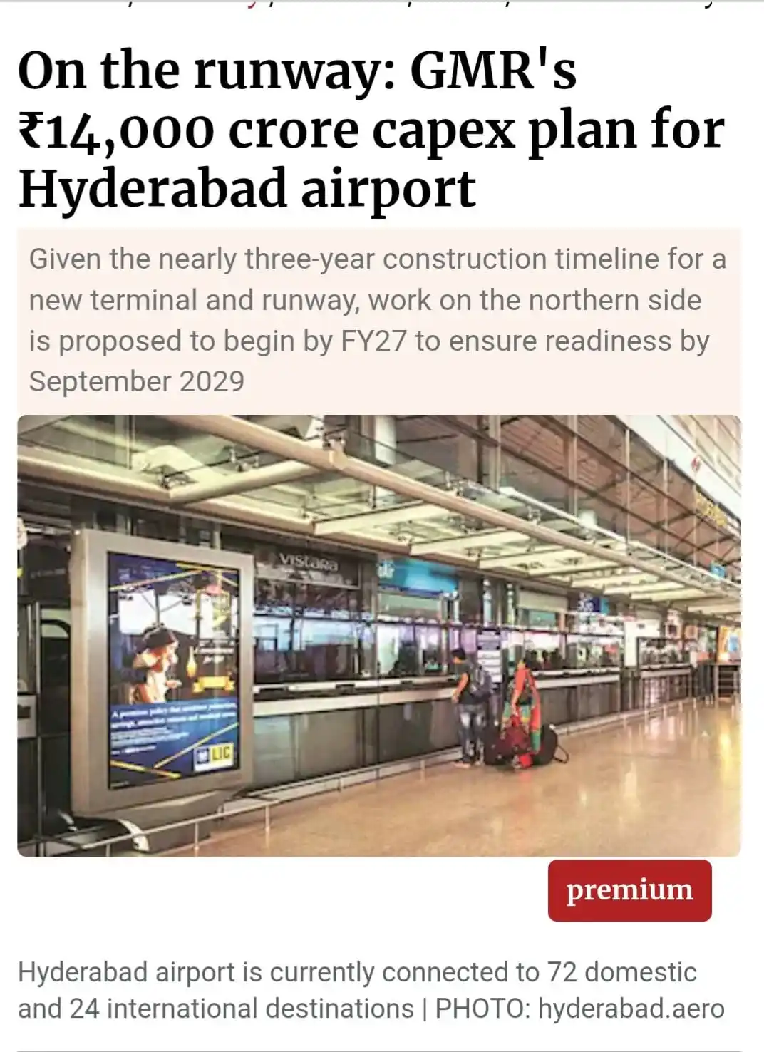 Image from M-Tree Properties,Hyd: Big plans for Hyderabad Airport GHIAL to invest ₹14,000 Cr by FY31 fo...