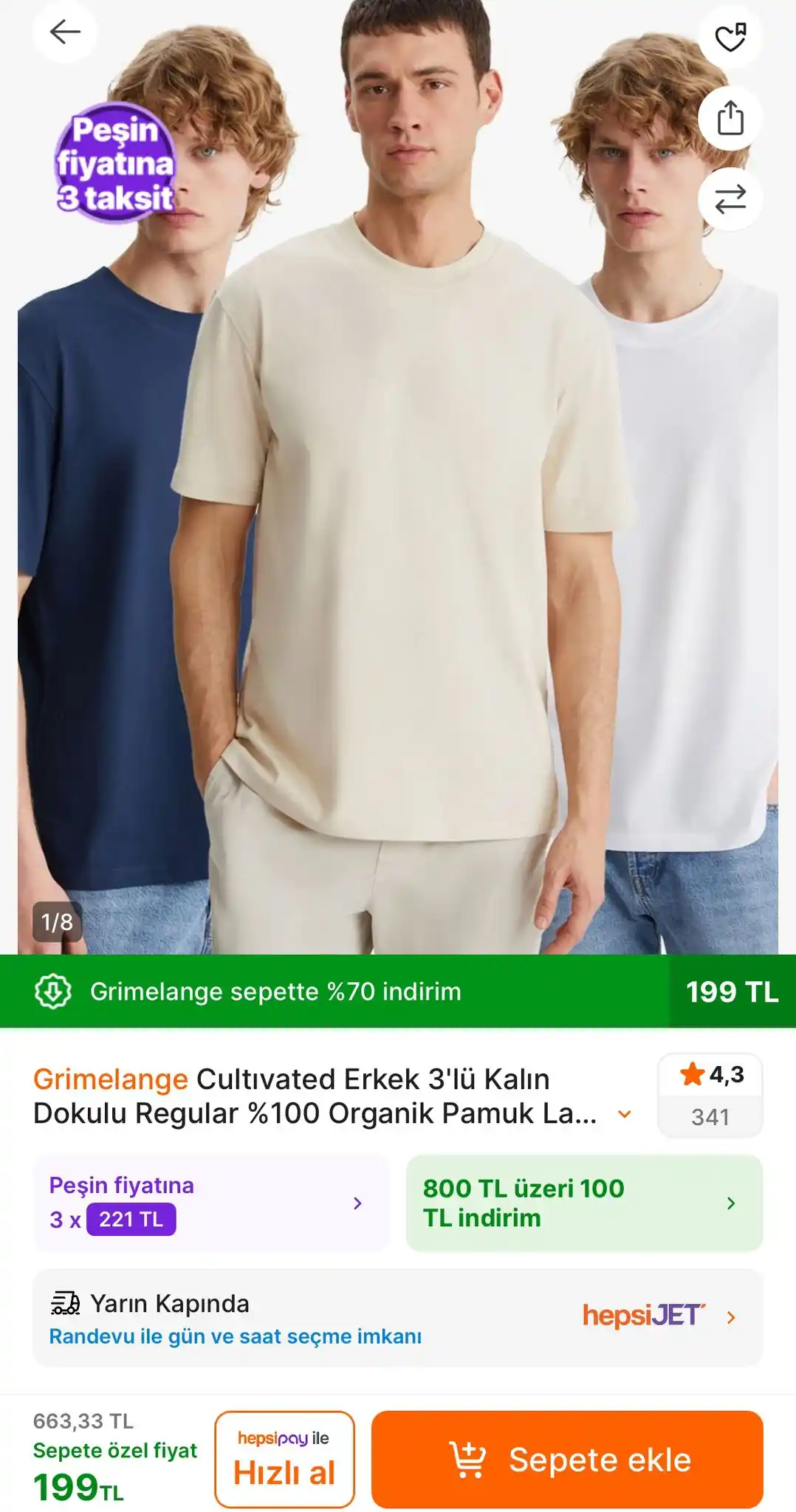 Image from Erenblogger: Cultıvated Erkek 3'lü Kalın Dokulu Regular %100 Organik Pamuk Laci/bej...