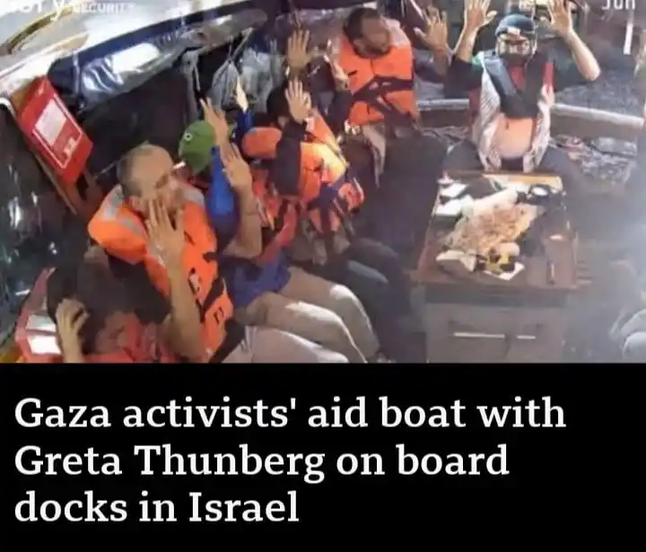 Image from 🕉️नया  भारत 🇮🇳: इसराइल ने कल फ़र्जी एक्टिविस्ट ग्रेटा थनवर्ग और उसके साथी दोस्त जो गाज...