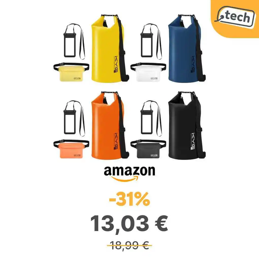 Image from offerte.club: *KYG Borsa Impermeabile Dry Bag 5L Kit 3 in 1 con Marsupio impermeabil...