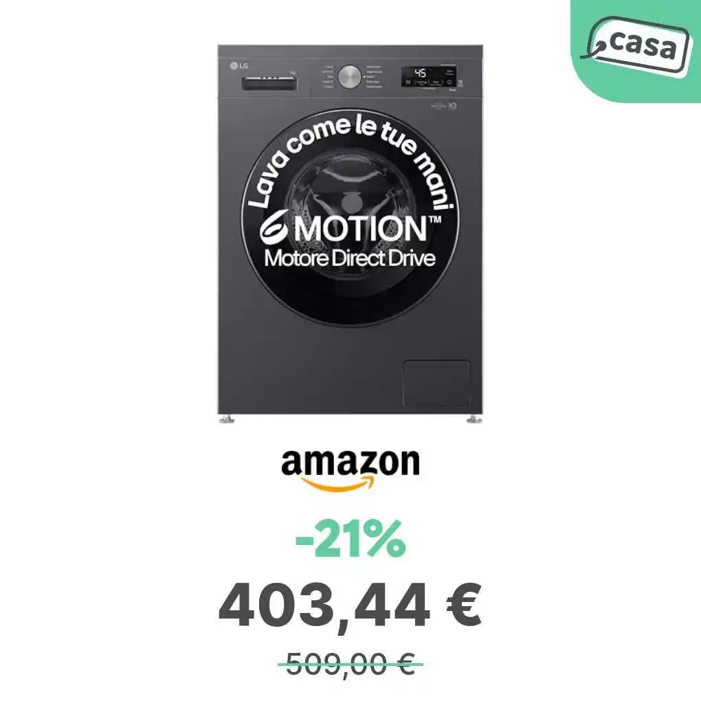 Image from offerte.club: *LG F4NX1009NMB Lavatrice 9 kg Carica Frontale Wi-Fi, 6 Motion* 👉 ht...