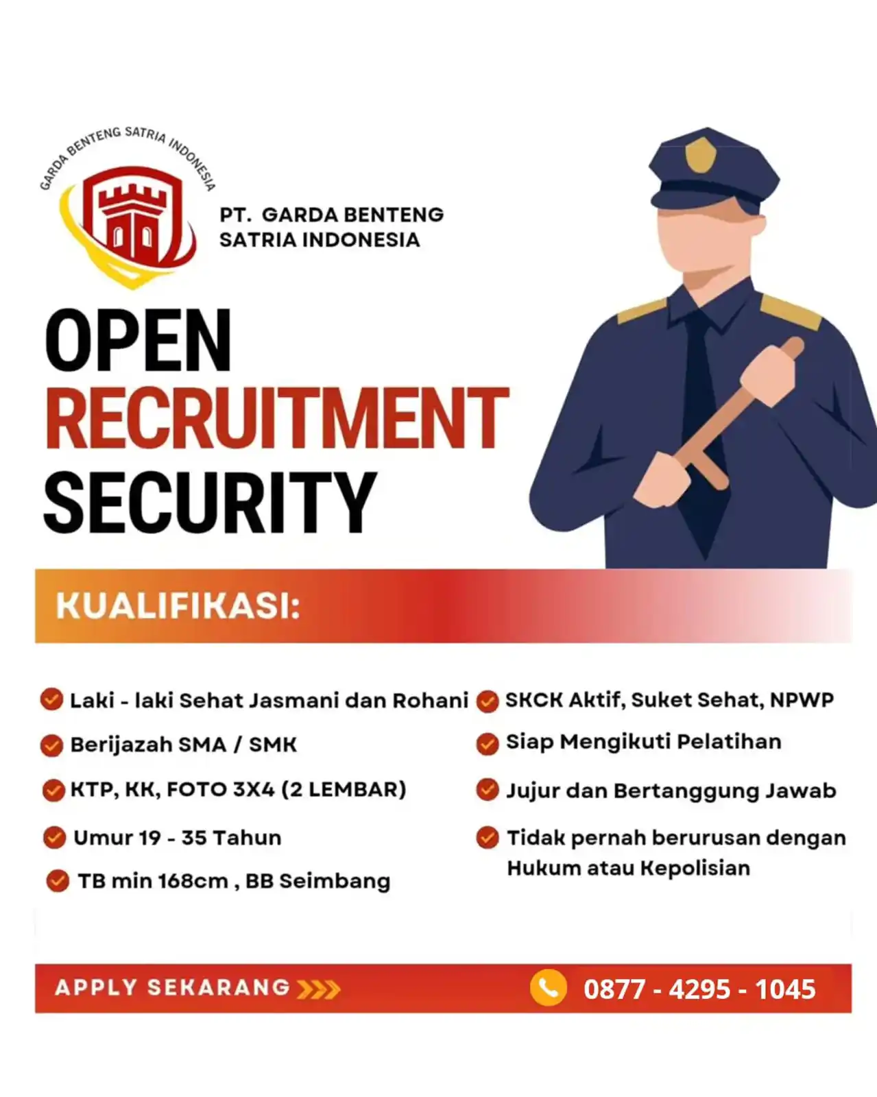 Image from Lowonganterpadu: Lowongan Kerja Security/Satpam PT Garda Benteng Satria Indonesia  Lagi...