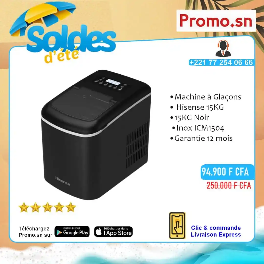 Image from Promo.sn: ❄️ Machine à Glaçons Hisense 15KG – Élégance et Fraîcheur pour l’Été !...