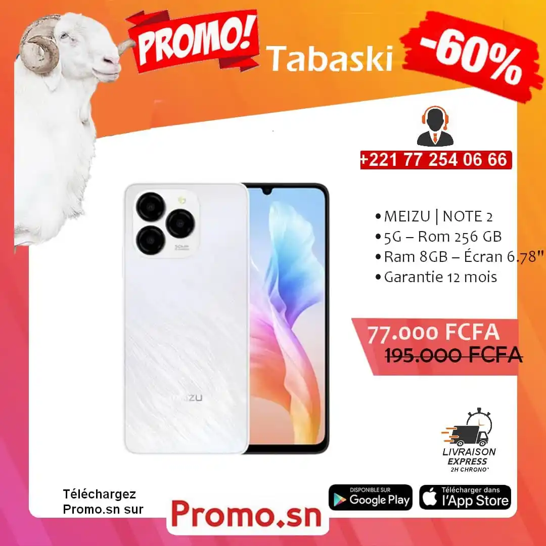 Image from Promo.sn: MEIZU Note 2 – Puissance & Fluidité pour la Tabaski Équipé de 256 Go d...