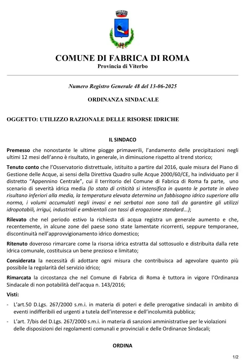 Comune di Fabrica di Roma post