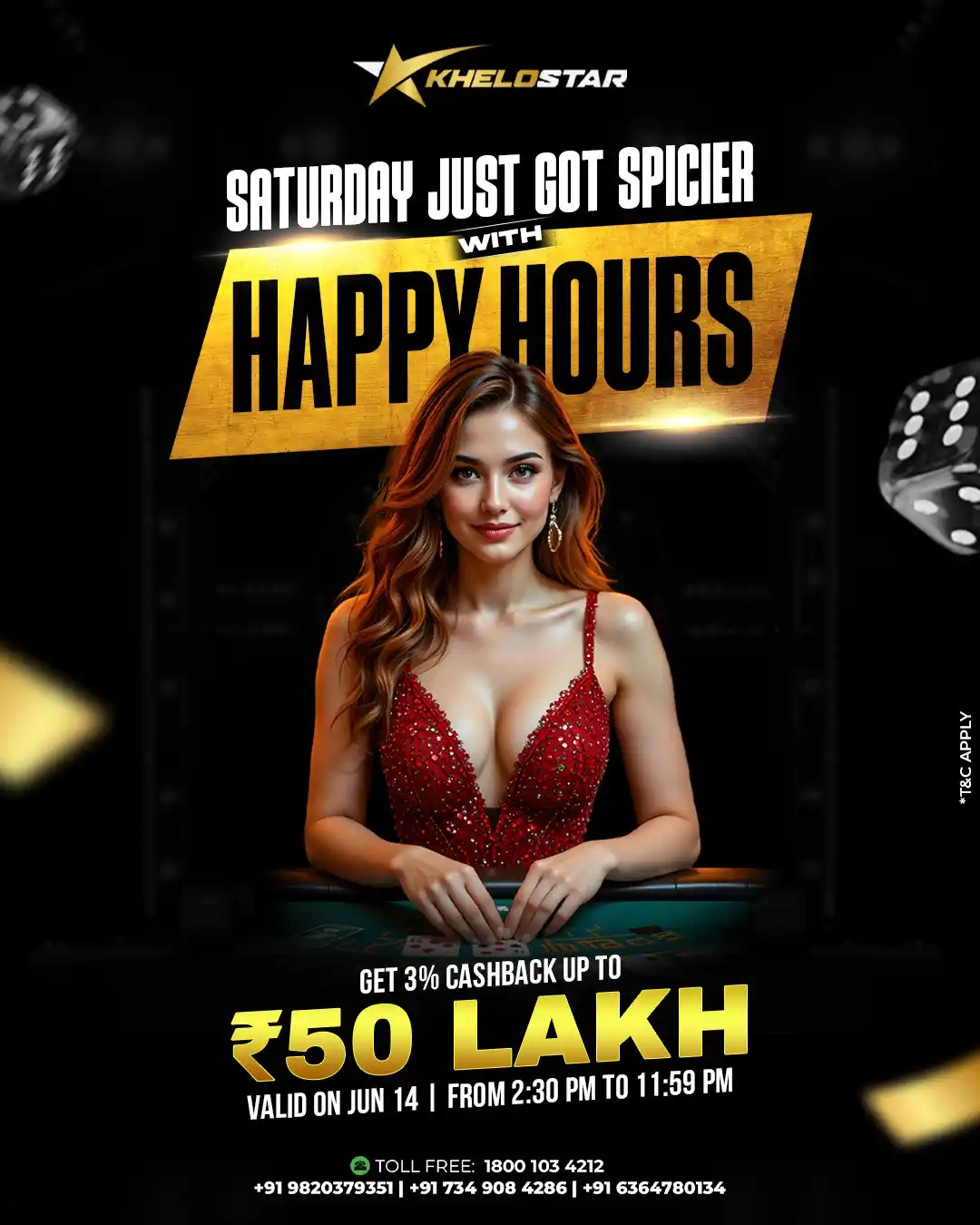Image from Khelostar: 🔥 Saturday Just Got Spicier with KheloStar! It’s not just Happy Hour…...