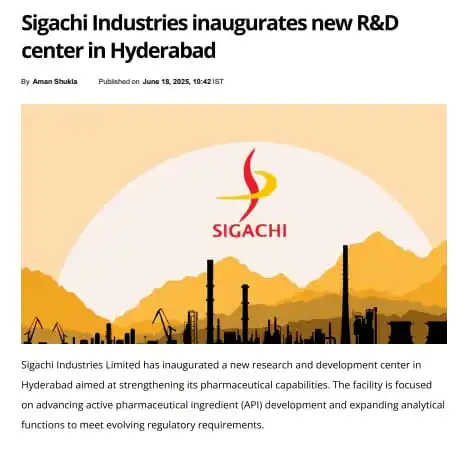 Image from M-Tree Properties,Hyd: Sigachi Industries , a prominent pharmaceutical company, has officiall...