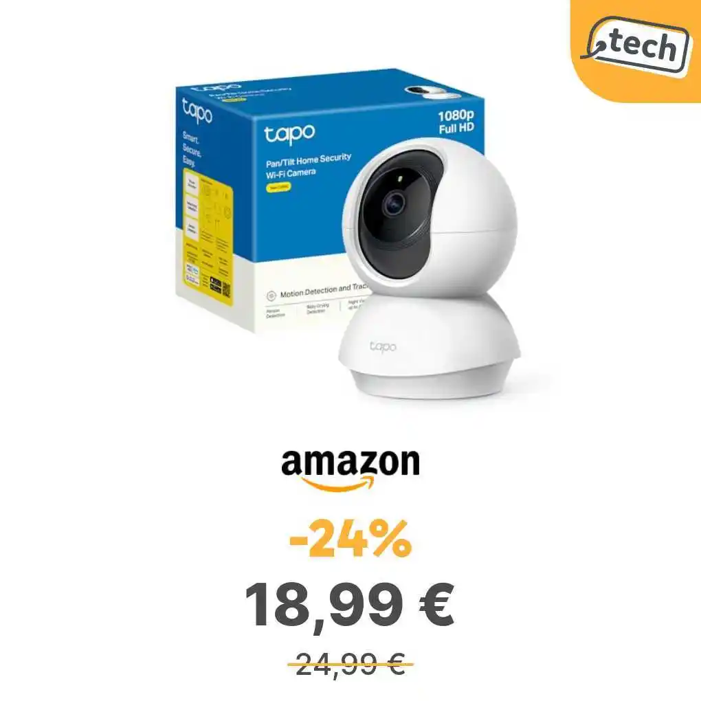 Image from offerte.club: *Tapo C200C Telecamera Wi-Fi FHD, Visione Notturna, 360°, Audio Bidire...