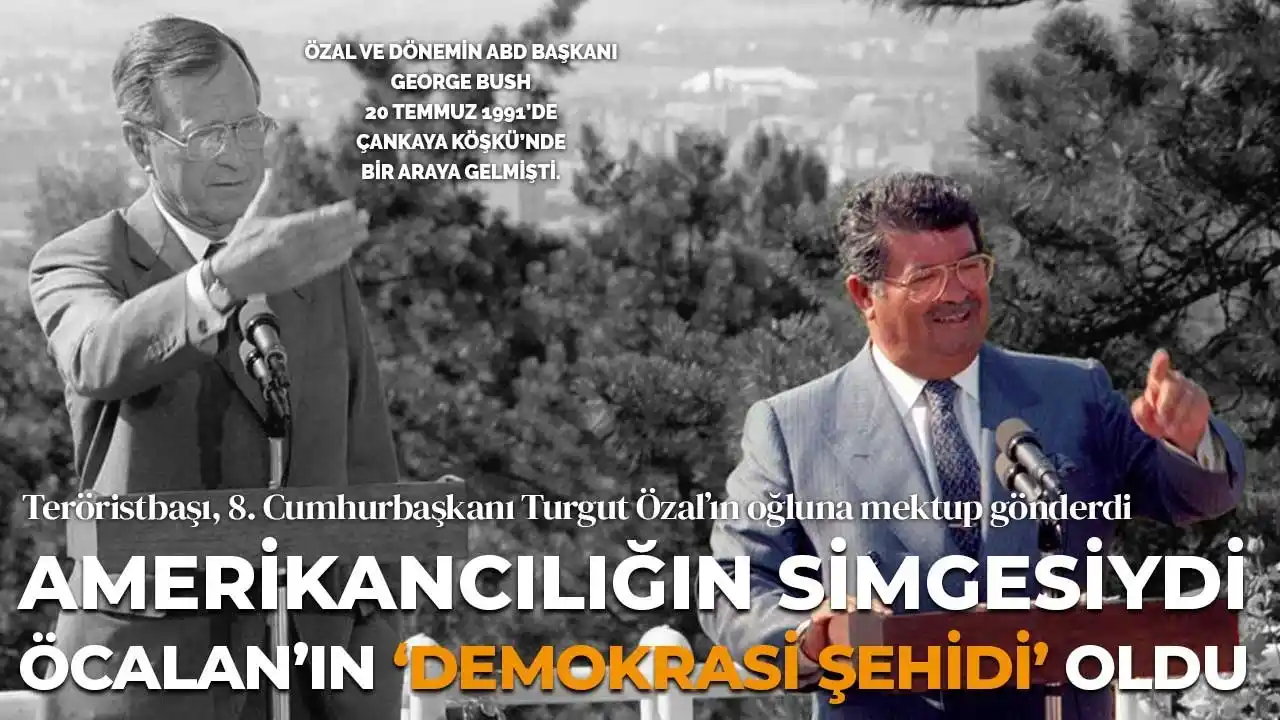 Image from Cumhuriyet Gazetesi: Terörist başı Öcalan 24 Ocak kararlarına imza atan Turgut Özal'ı 'demo...