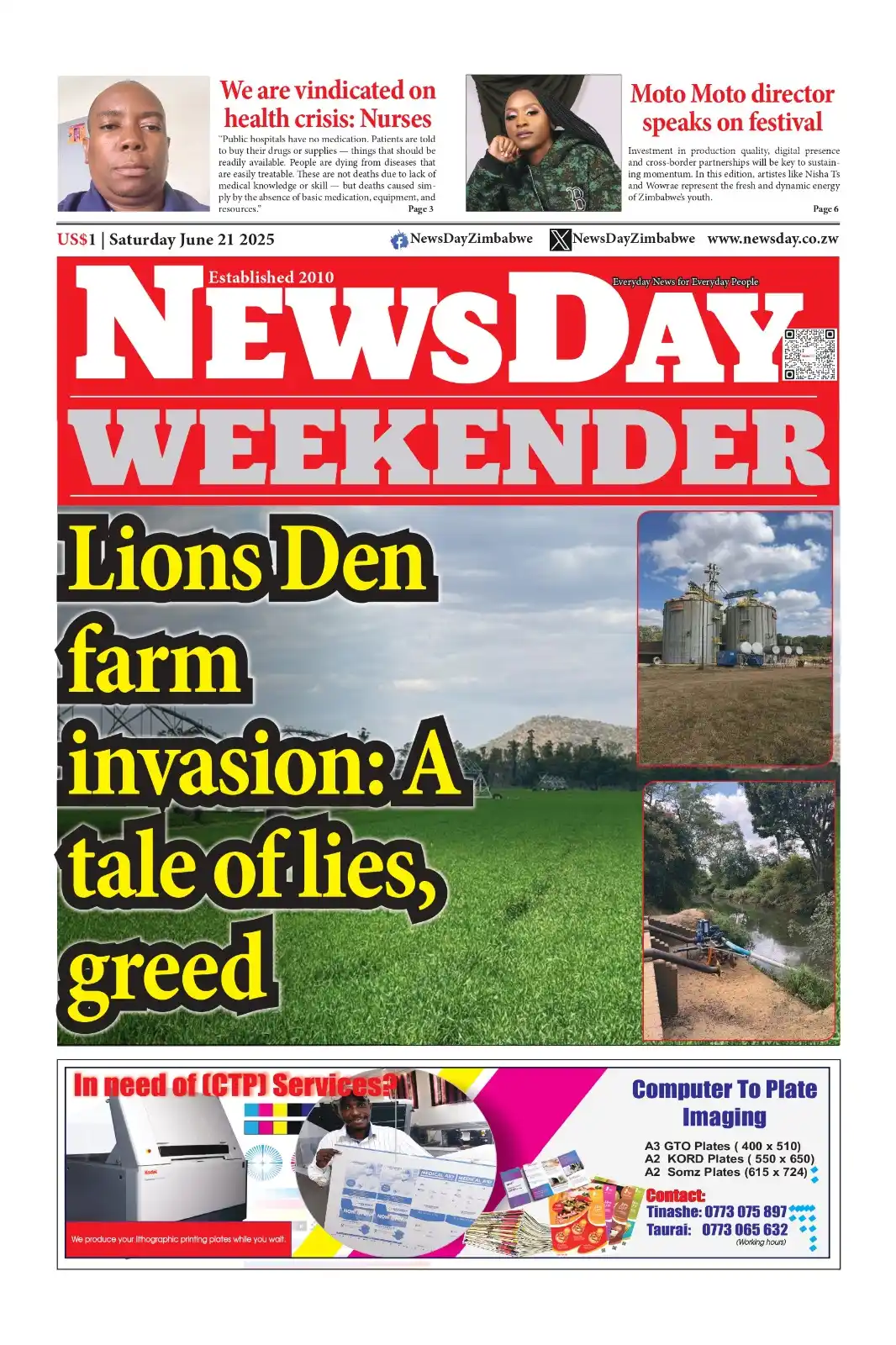 Image from NewsDay Zimbabwe: 🔴Your favourite Daily is here... https://digital.amh.co.zw/newsday-5...