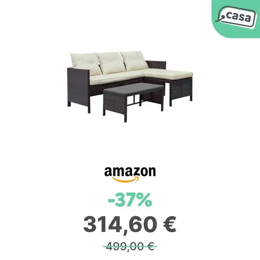 Image from offerte.club: *Zendea Set Giardino Esterno 2 Divani Angolari, 1 Tavolo Vetro*  👉 ht...