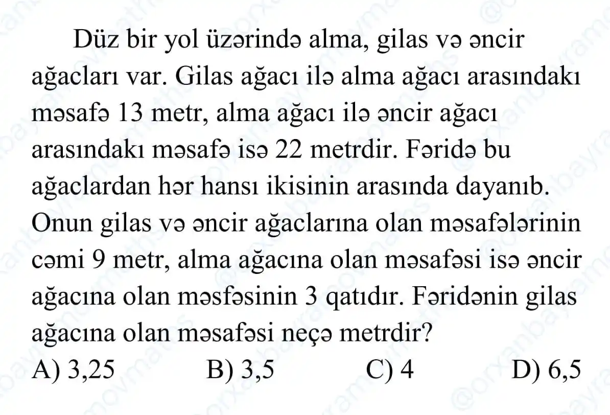 Image from Orxan Bayramov Maths ✅: ❤️)A      👍)B      😂)C       🙏)D       😢) Bilmirəm    ✅ Lisey və G...