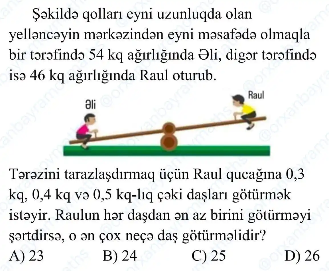 Image from Orxan Bayramov Maths ✅: ❤️)A      👍)B      😂)C       🙏)D       😢) Bilmirəm    ✅ Lisey və G...