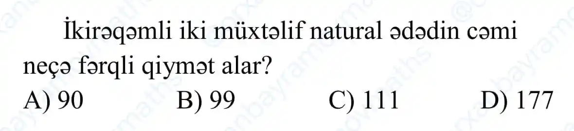 Image from Orxan Bayramov Maths ✅: ❤️)A      👍)B      😂)C       🙏)D       😢) Bilmirəm    ✅ Lisey və G...