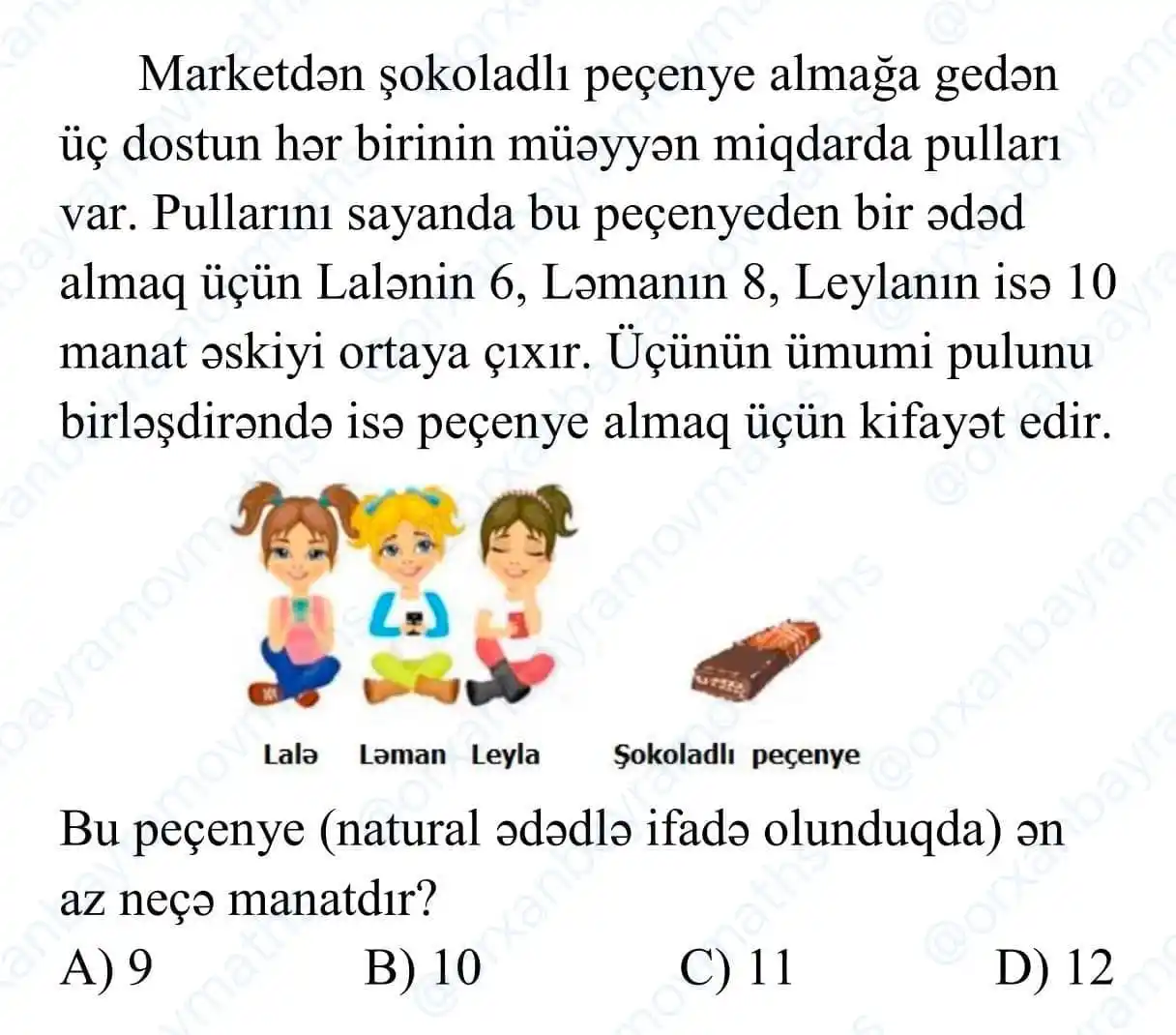 Image from Orxan Bayramov Maths ✅: ❤️)A      👍)B      😂)C       🙏)D       😢) Bilmirəm    ✅ Lisey və G...