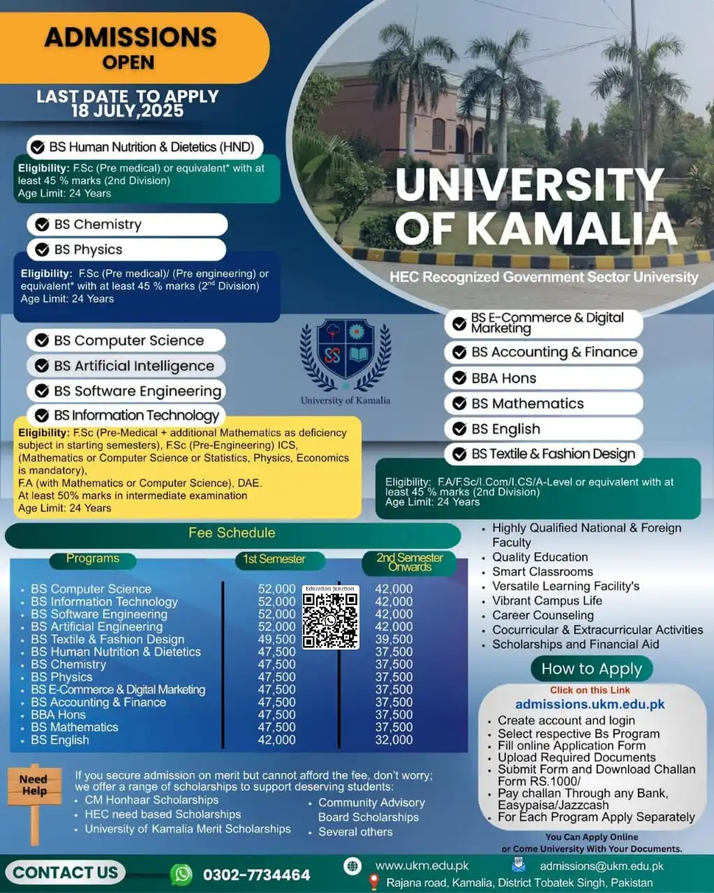 Image from University Guide Pakistan (OFFICIAL) 🇵🇰 🎓: ADMISSIONS *University of Kamalia, Kamalia District Toba Tek Singh* A...