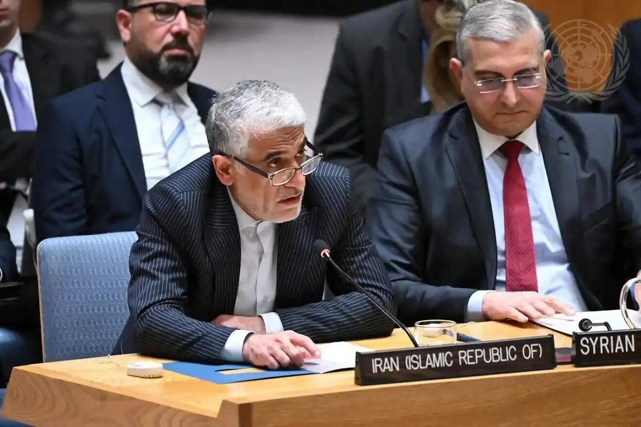 Image from Sputnik Arabic | سبوتنيك عربي: 📌 المندوب الإيراني في مجلس الأمن: 🔸 إسرائيل اعتدت على منشآت طبية ف...