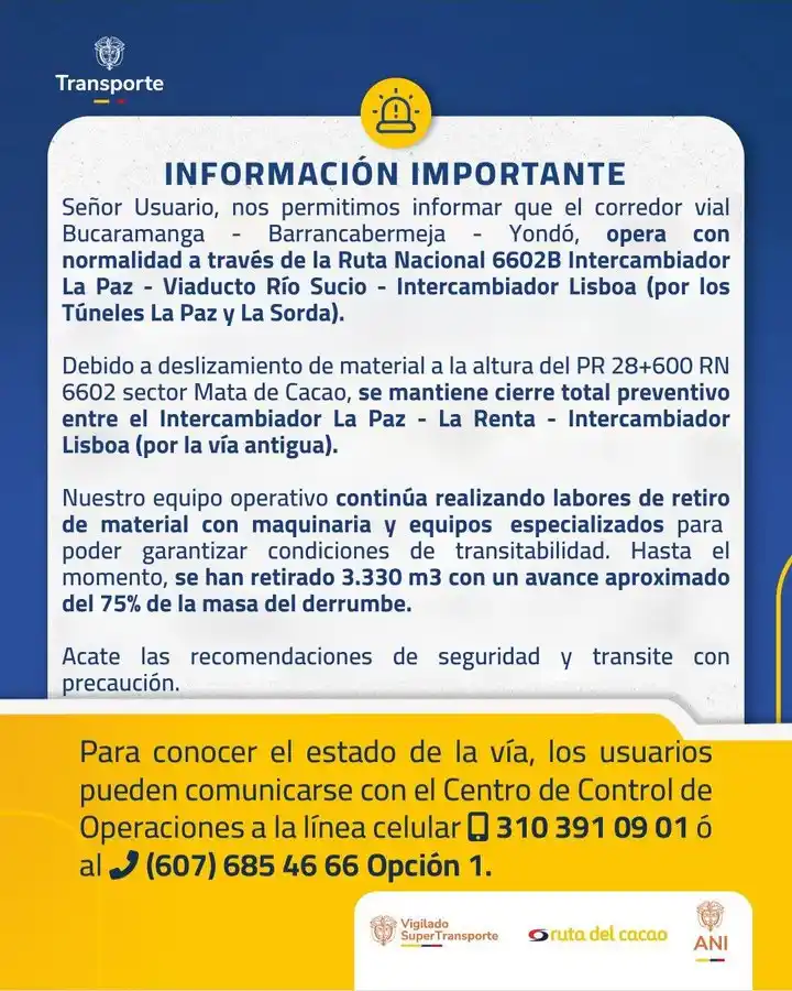 Image from Lo Que Pasa En Colombia: Atención conductores: Hay paso restringido en un tramo del corredor vi...