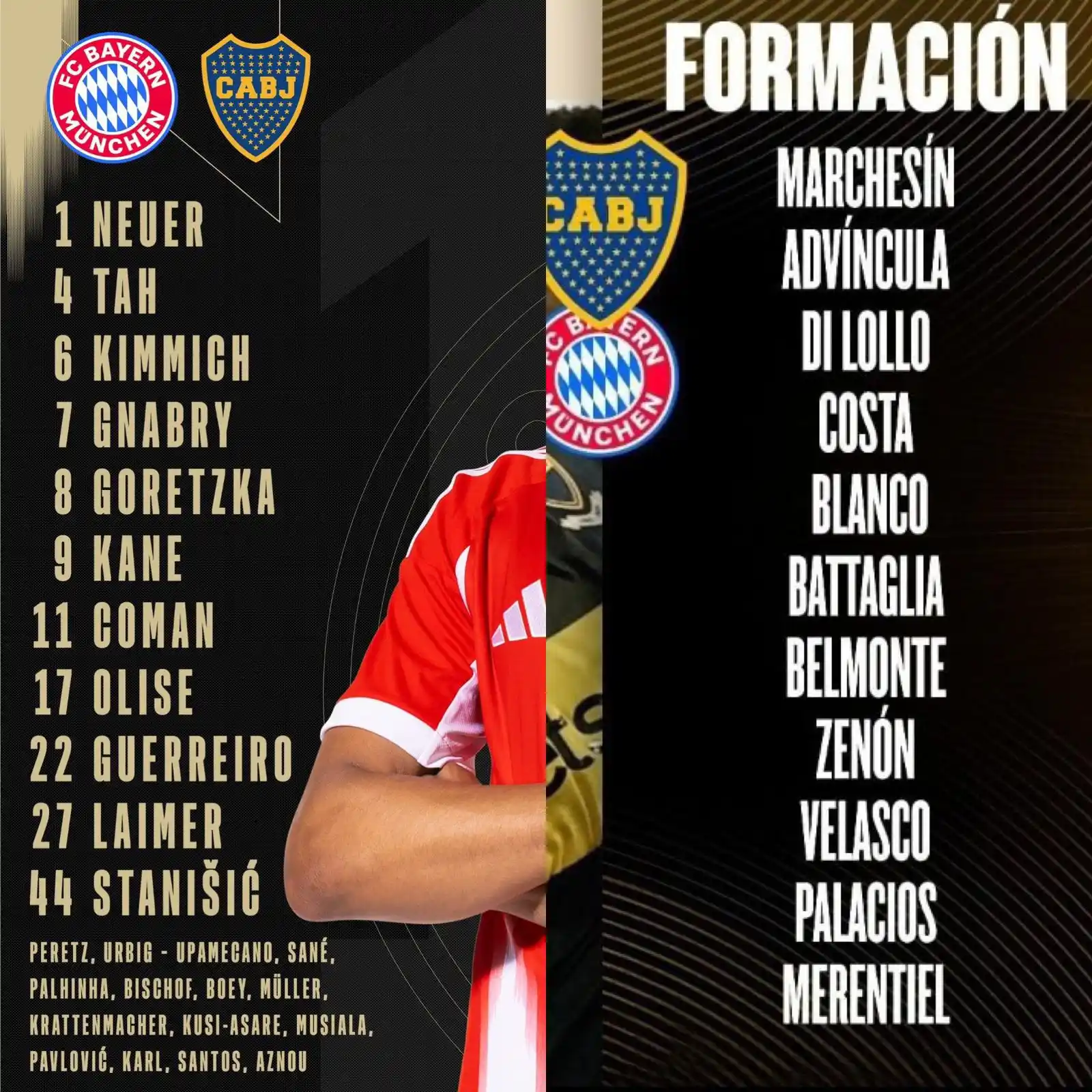 Image from Diário de torcedor: Bayern e Boca Juniors escalados. Bola rola às 22h, no Hard Rock Stadi...