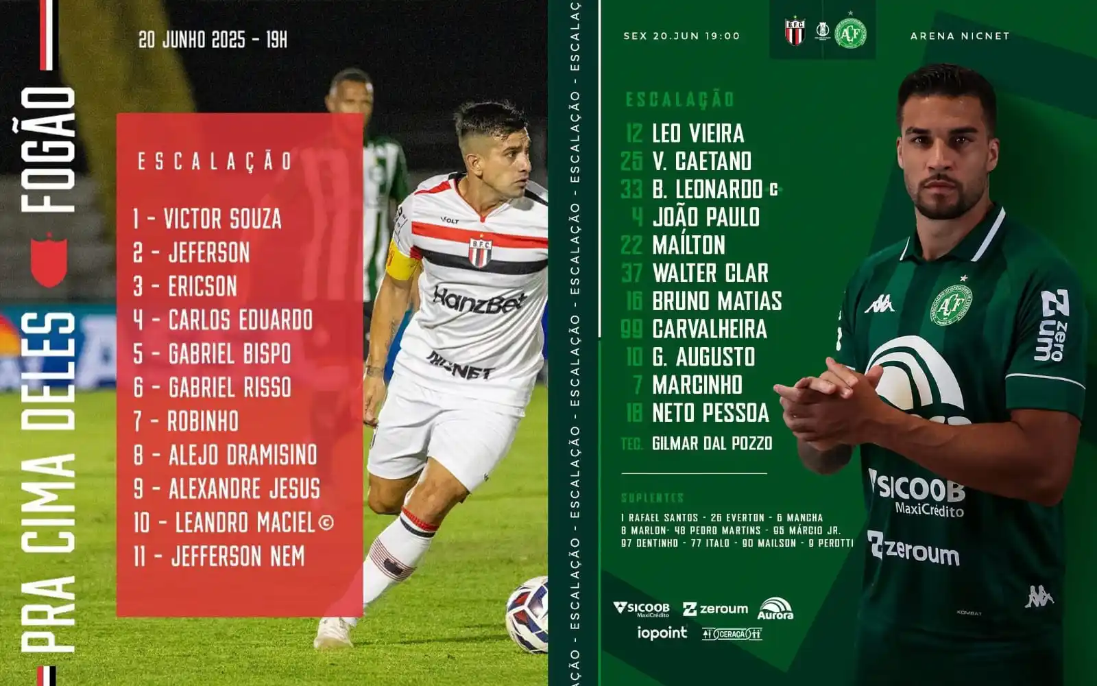 Image from DL esporte: 🇧🇷 Botafogo-SP 🆚 Chapecoense 🇧🇷 🕥 19h00 📺 Disney+ (Premium) 🏟 ...