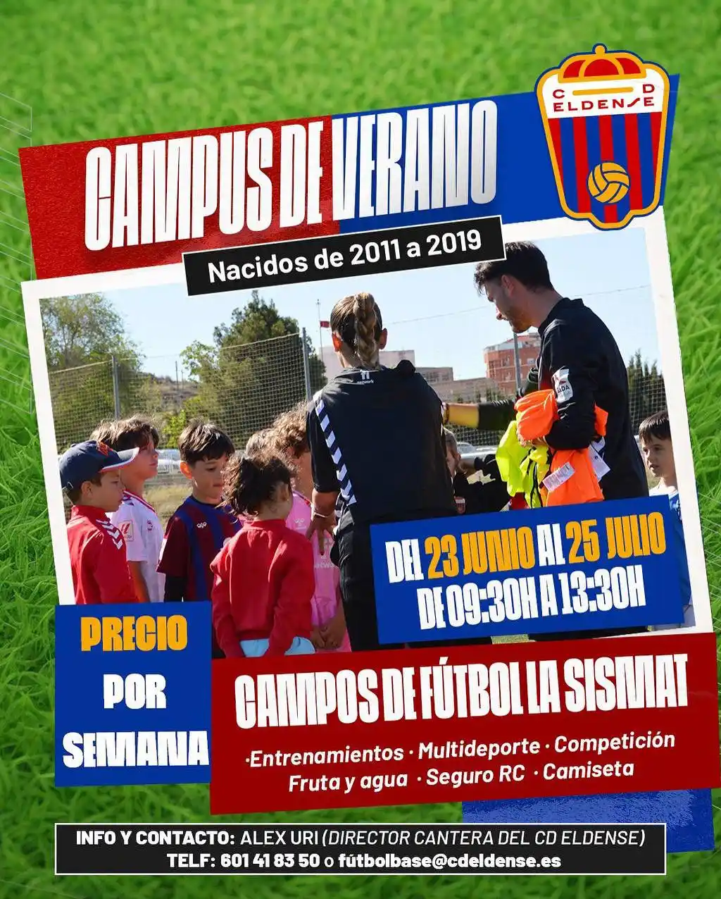 Image from CD Eldense: 🏕️⚽️ 𝐂𝐚𝐦𝐩𝐮𝐬 𝐝𝐞 𝐕𝐞𝐫𝐚𝐧𝐨 𝟐𝟎𝟐𝟓 ⛱️🥤  📆 Fechas: del 23 ...