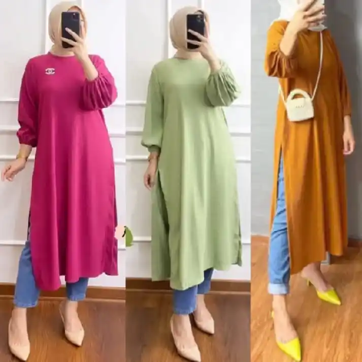 Image from Racun Shopee ♥: Cek KAY TUNIK KNIT RAJUT HALUS OOTD VIRAL MUSLIMAH DRESS TUNIK RIB KNI...