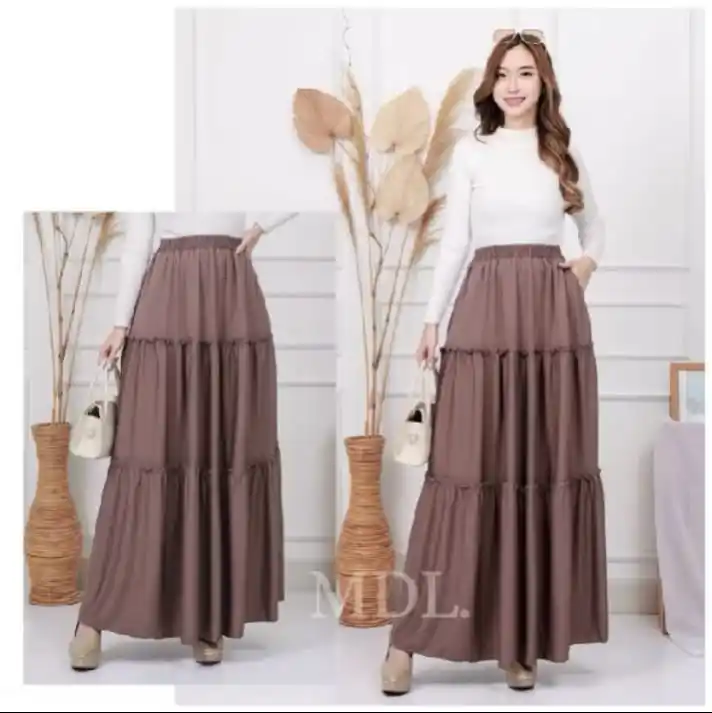 Image from Racun Shopee ♥: Cek Rok Susun Mayung Premium / Basic Skirt / Belle Skirt ROK PANJANG M...