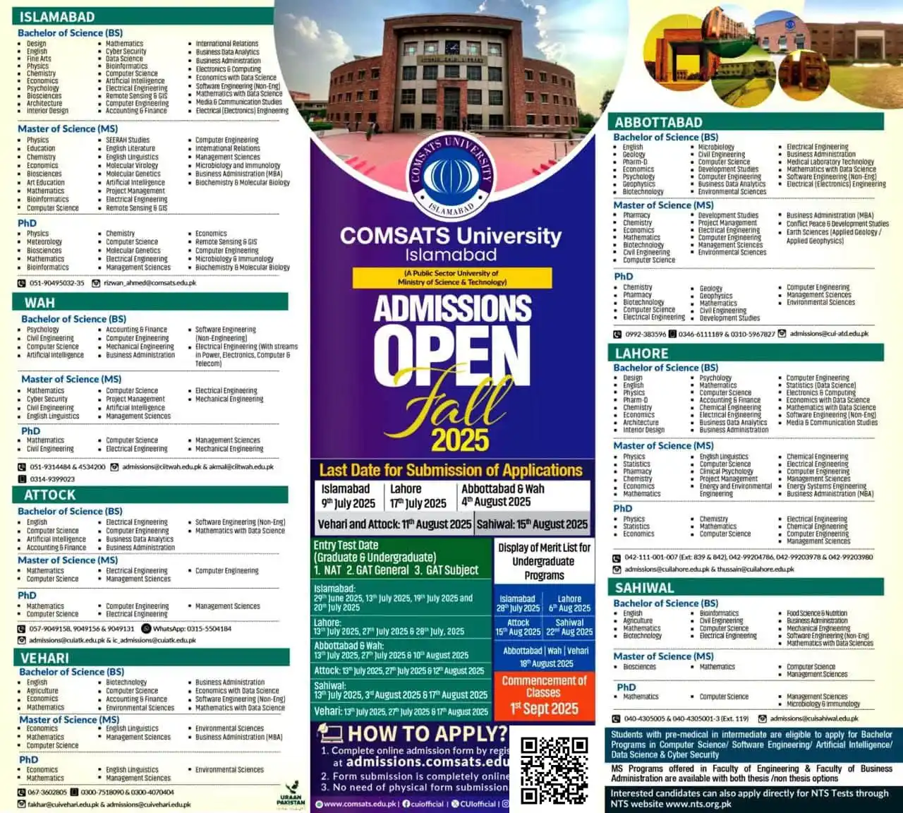 Image from University Guide Pakistan (OFFICIAL) 🇵🇰 🎓: *COMSATS University, Islamabad (CUI)* `Islamabad | Lahore | Abbottabad...