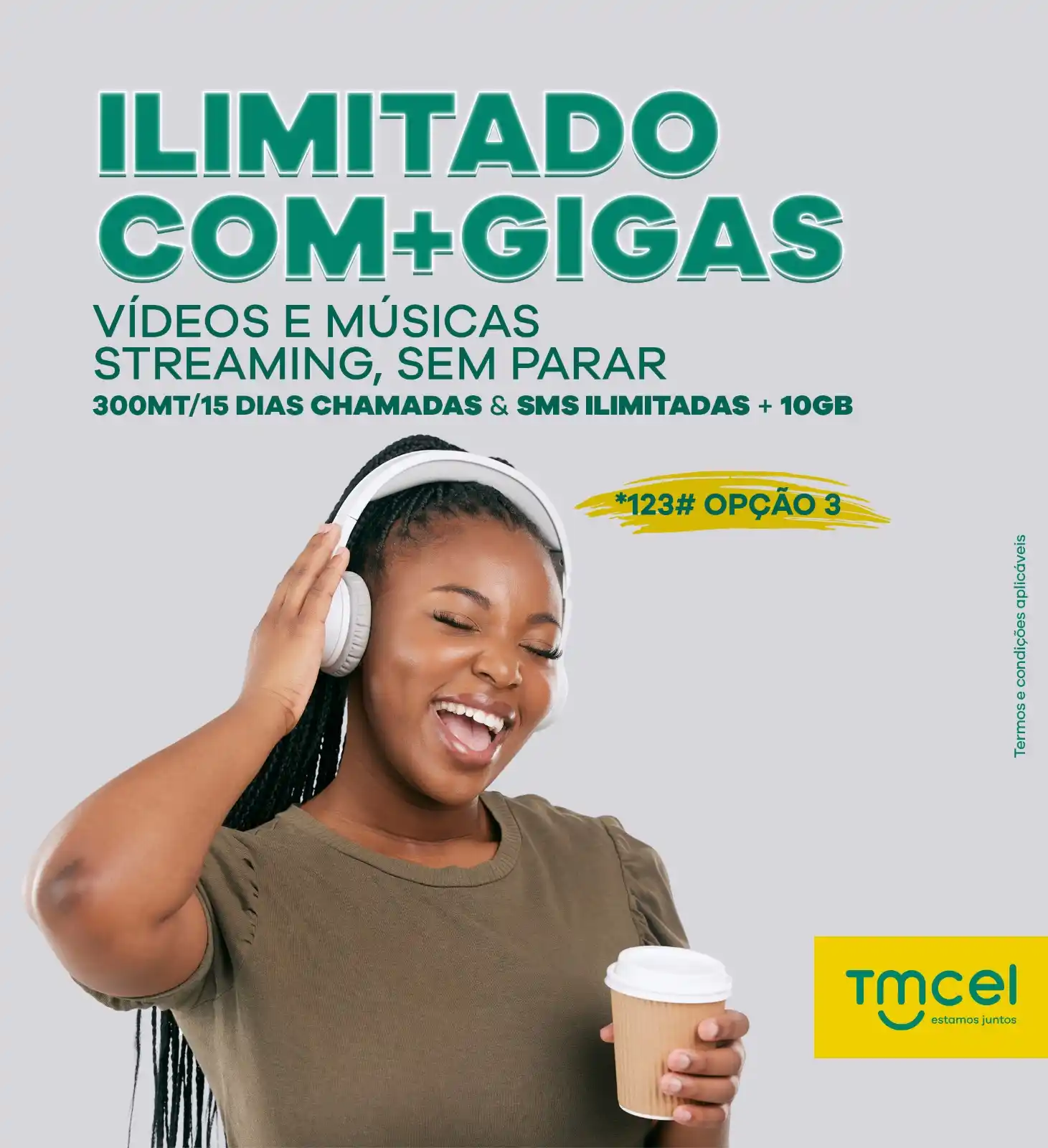 Image from Tmcel-Moçambique Telecom, SA.: Curte vídeos, músicas e faz streaming sem parar. Digita *123#, selecc...
