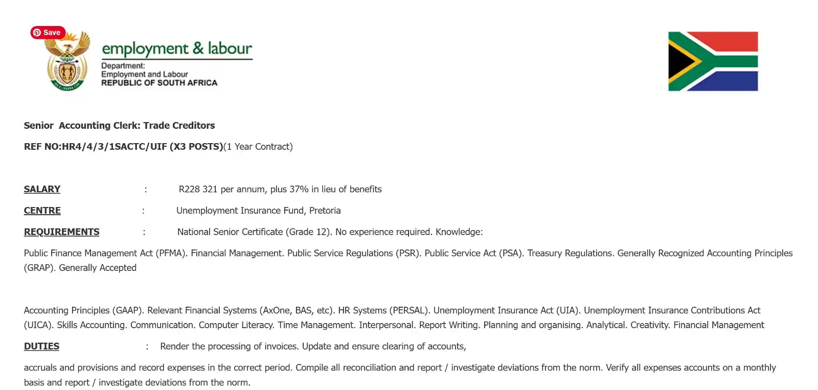 Image from Jobs & Learnerships in South Africa | Youthspace: Department of Employment and Labour Hiring people with grade 12 in Sen...