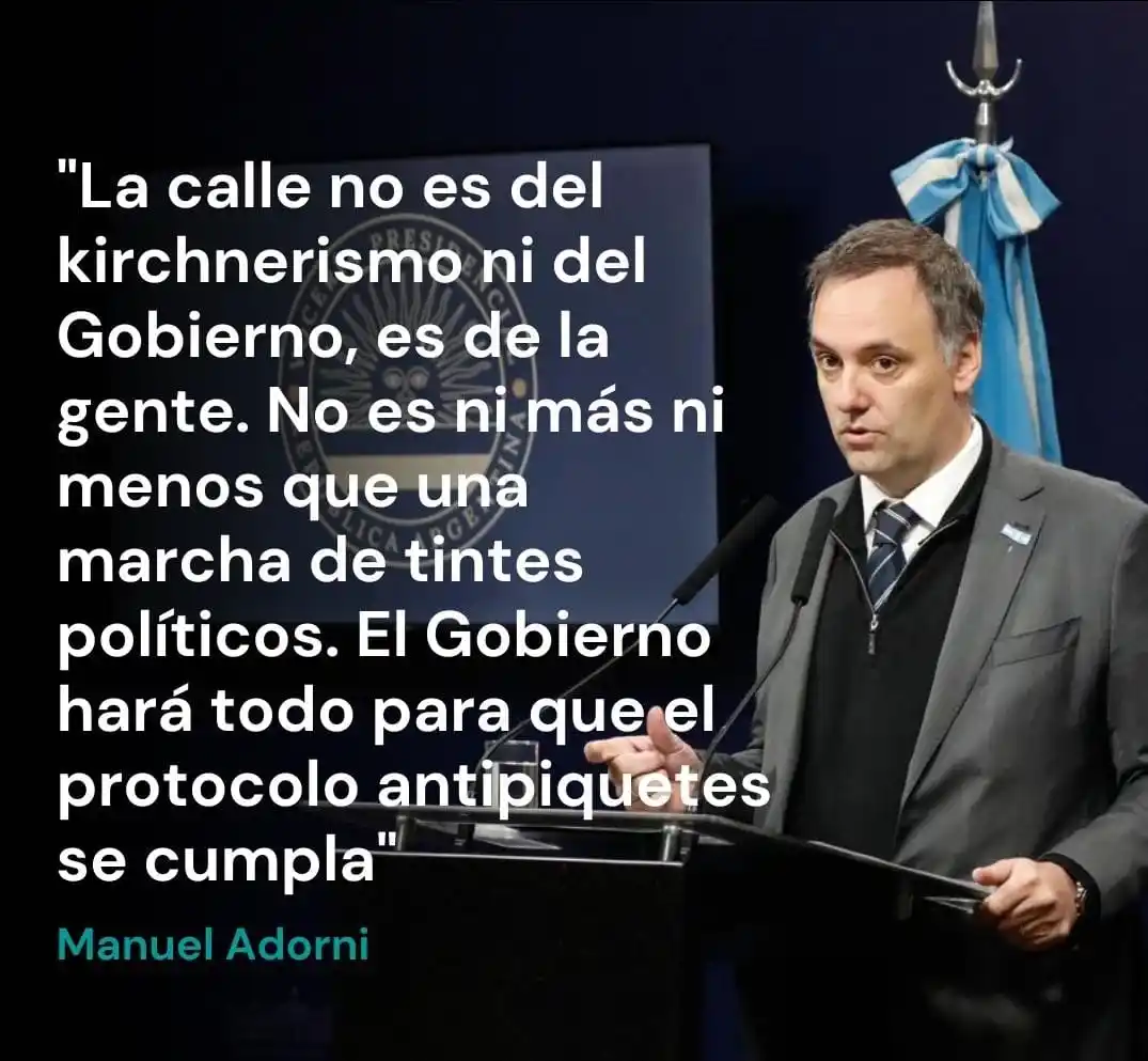 Image from APOYO AL PRESIDENTE - 🦁Leones Por La Libertad Tucumán Noticias 💜🤍💜🤍🇦🇷: El vocero presidencial, Manuel Adorni, se refirió a la movilización de...