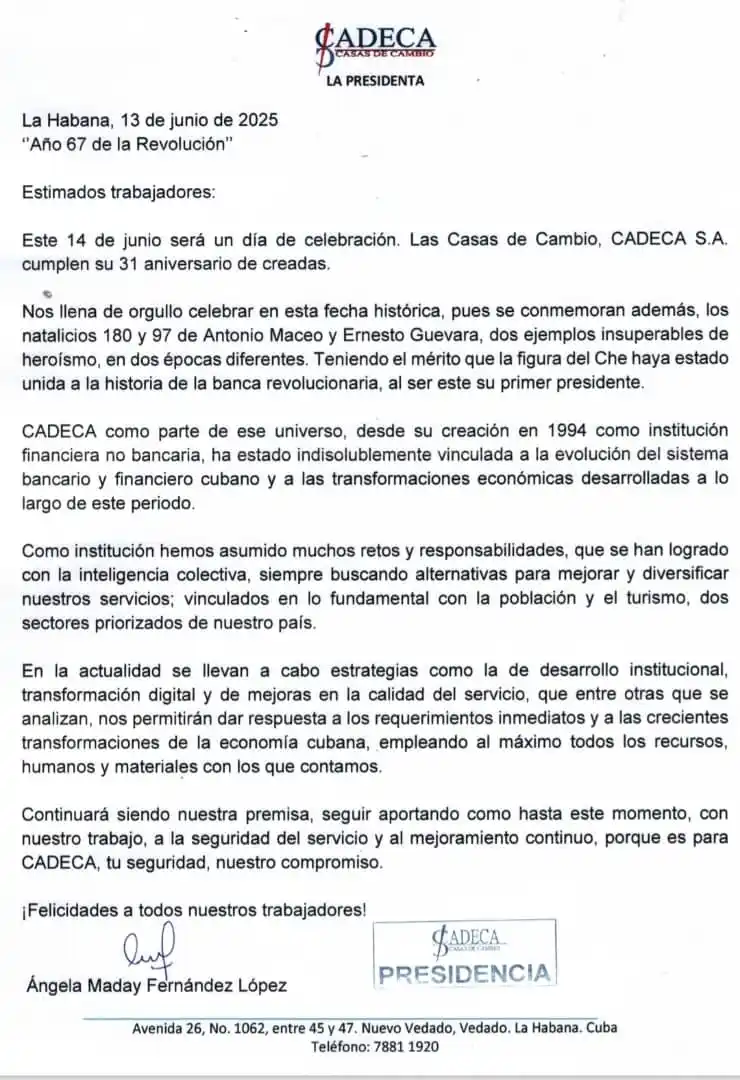 Image from CADECA-Casas De Cambio: 📌En motivo del 3️⃣1️⃣ aniversario de *CADECA*, les hacemos llegar a ...