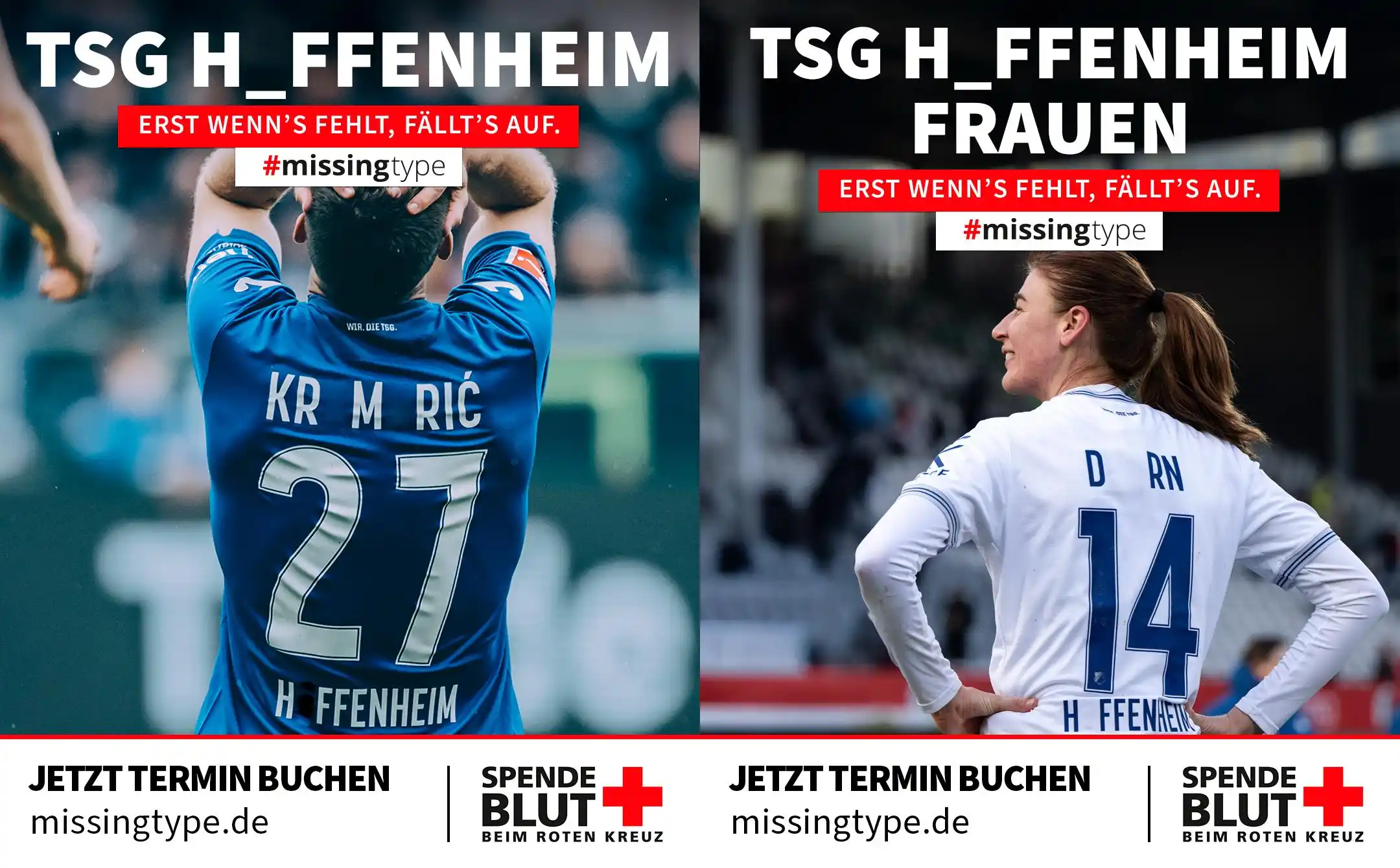 Image from TSG Hoffenheim: Erst wenn’s fehlt, fällt’s auf! Wir brauchen Dein A, B, AB und 0.  In ...