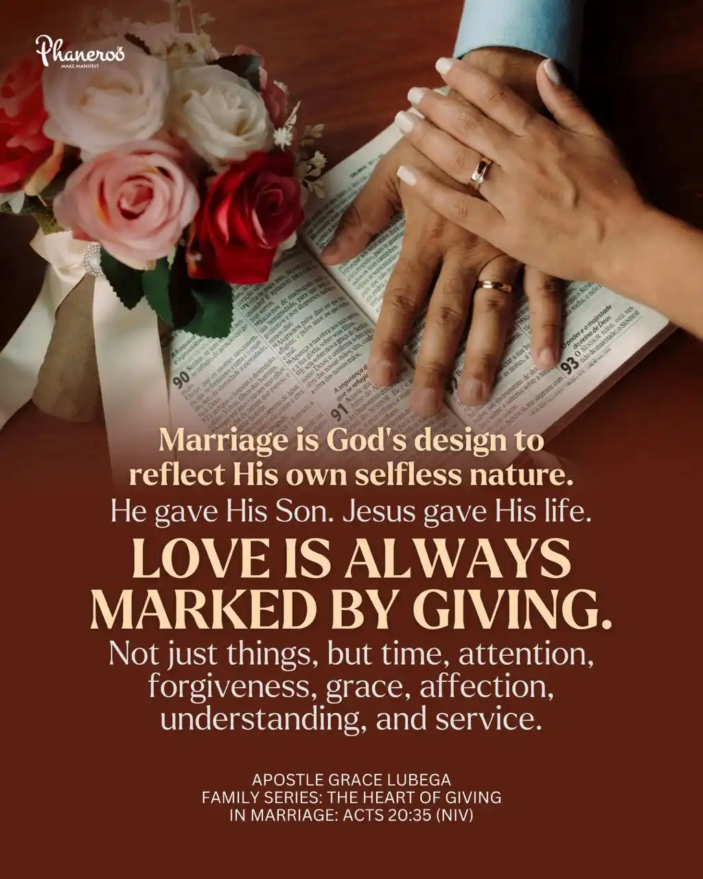 Image from Phaneroo: *FAMILY SERIES: THE HEART OF GIVING IN MARRIAGE* - Acts 20:35 (NIV) _...