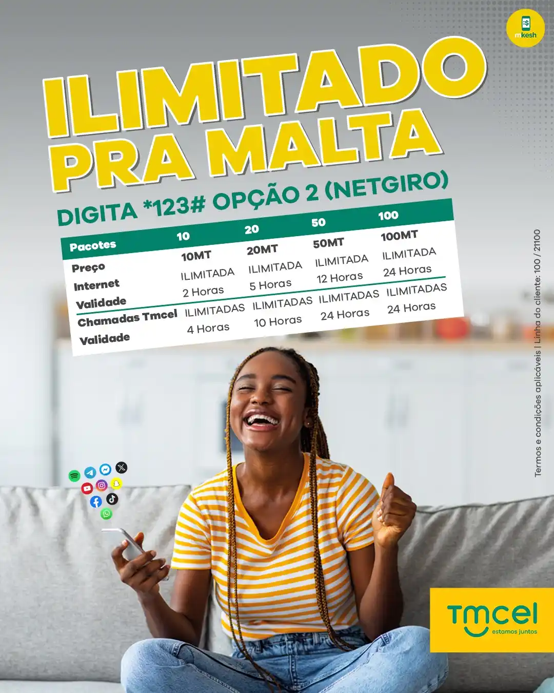 Image from Tmcel-Moçambique Telecom, SA.: Fica sempre online com os novos Pacotes Netgiro ILIMITADOS.  Digita *1...