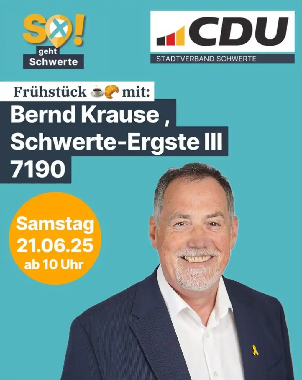 Image from CDU Schwerte: Frühstück & Austausch mit Bernd Krause☕️  Jetzt ist die perfekte Geleg...