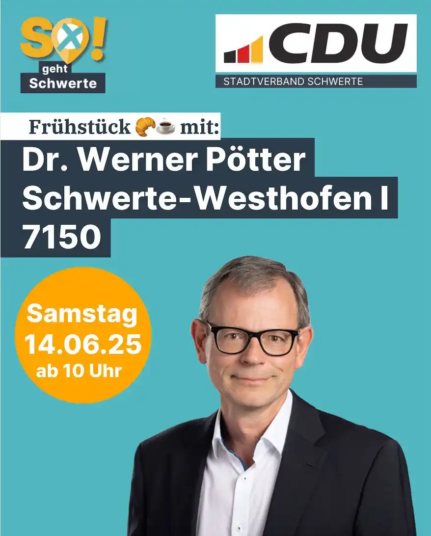 Image from CDU Schwerte: 🥐 Frühstück & Austausch mit Dr. Werner Pötter ☕️ Jetzt ist die perfe...