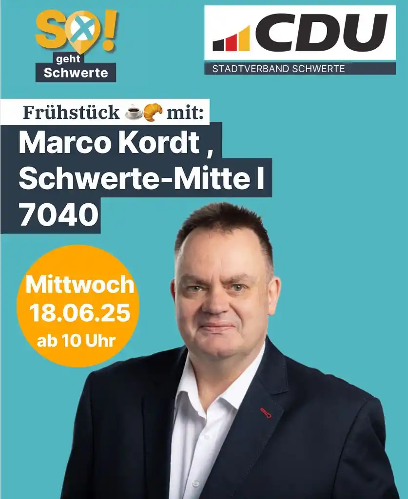Image from CDU Schwerte: 🥐 Frühstück & Austausch mit Marco Kordt ☕️ Ratskandidat für Schwerte...