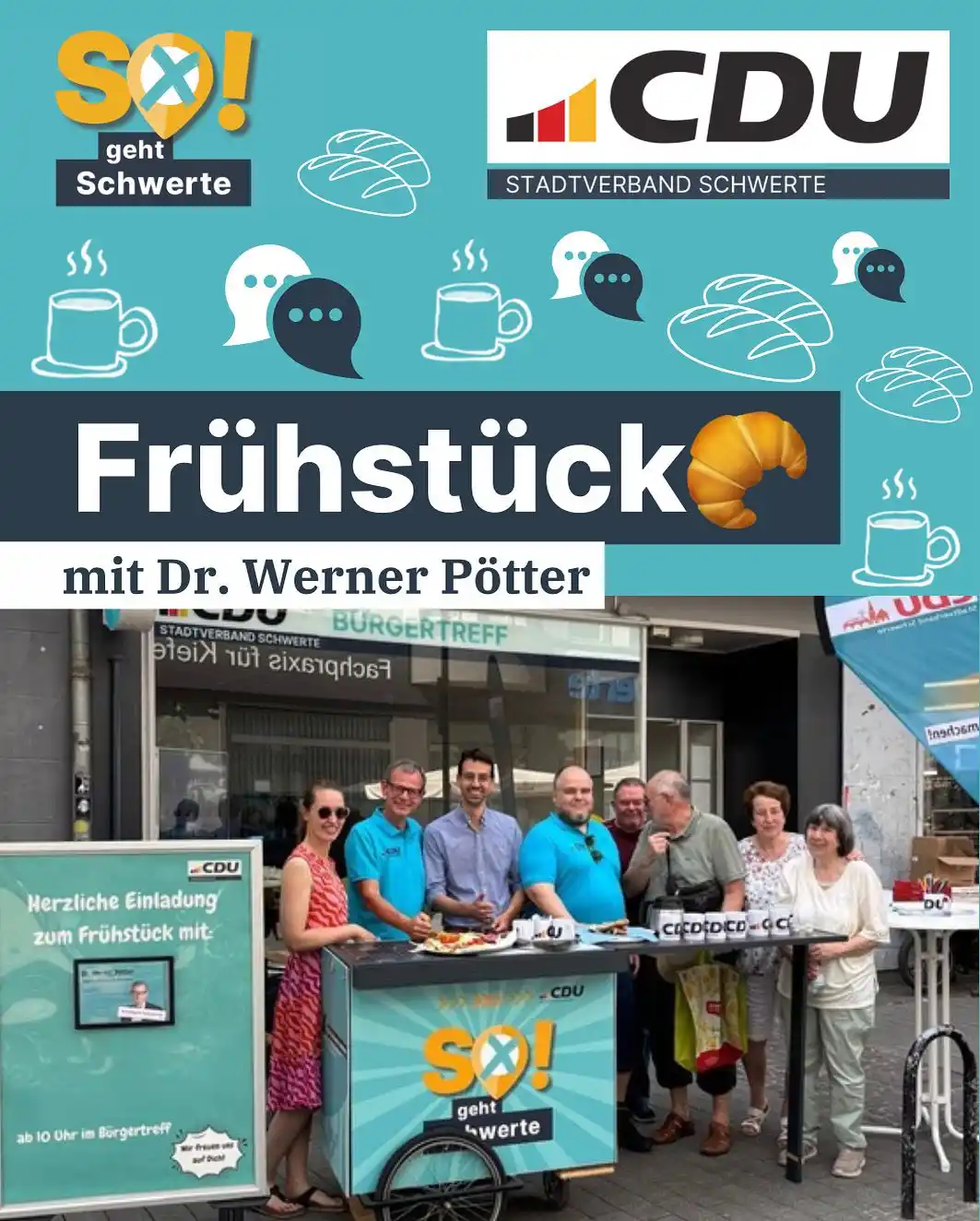 Image from CDU Schwerte: 🥐 Frühstück Dr. Werner Pötter Heute lud Dr. Werner Pötter, Ratskandi...