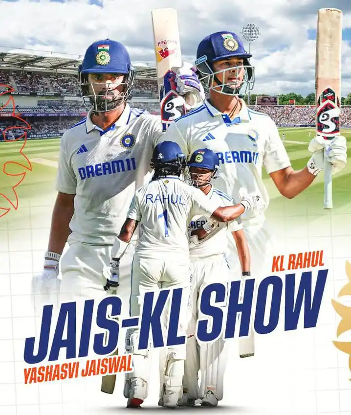 Image from THE CRICKET ARMY: 🚨 𝑯𝑰𝑺𝑻𝑶𝑹𝒀 𝑨𝑻 𝑳𝑬𝑬𝑫𝑺 🚨   *Yashasvi Jaiswal and KL Rahul ...