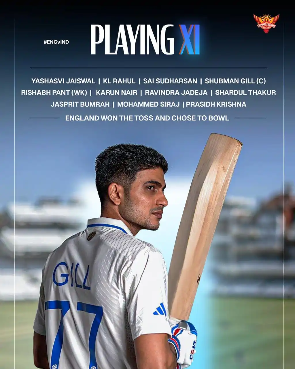 Image from Sunrisers Hyderabad: India’s first XI of the Test summer is here 💯🙌 <a class="text-blue-...