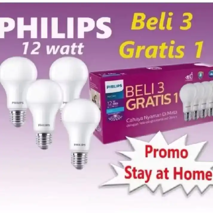 Image from Racun Shopee ♥: Lampu Philips Led 12 Watt Promo Multipack MyCare Bulb 12w - isi 4pcs d...