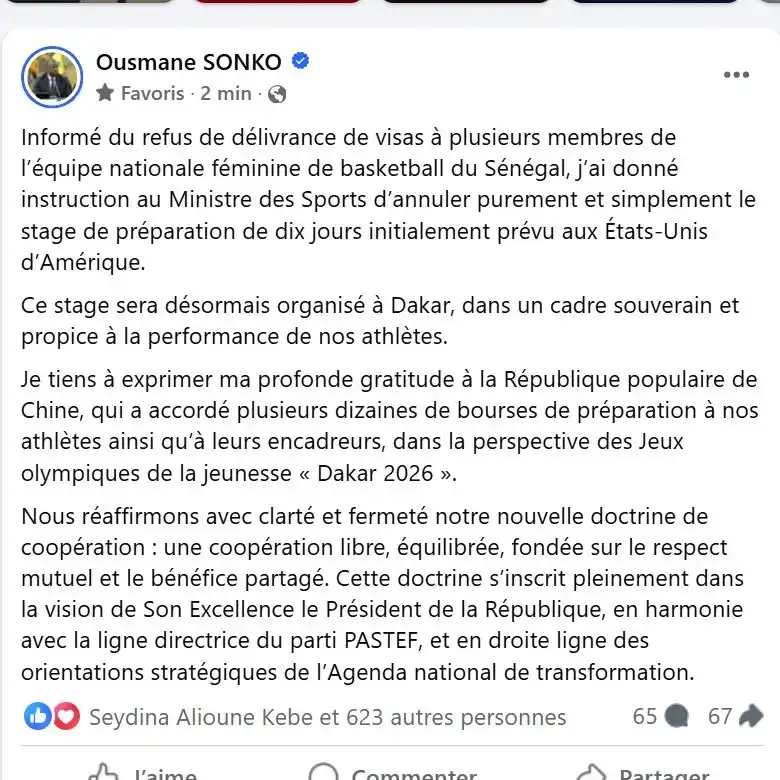 Image from Vie Publique SN 🇸🇳: Le Premier ministre Ousmane Sonko, à propos du refus de délivrance de ...