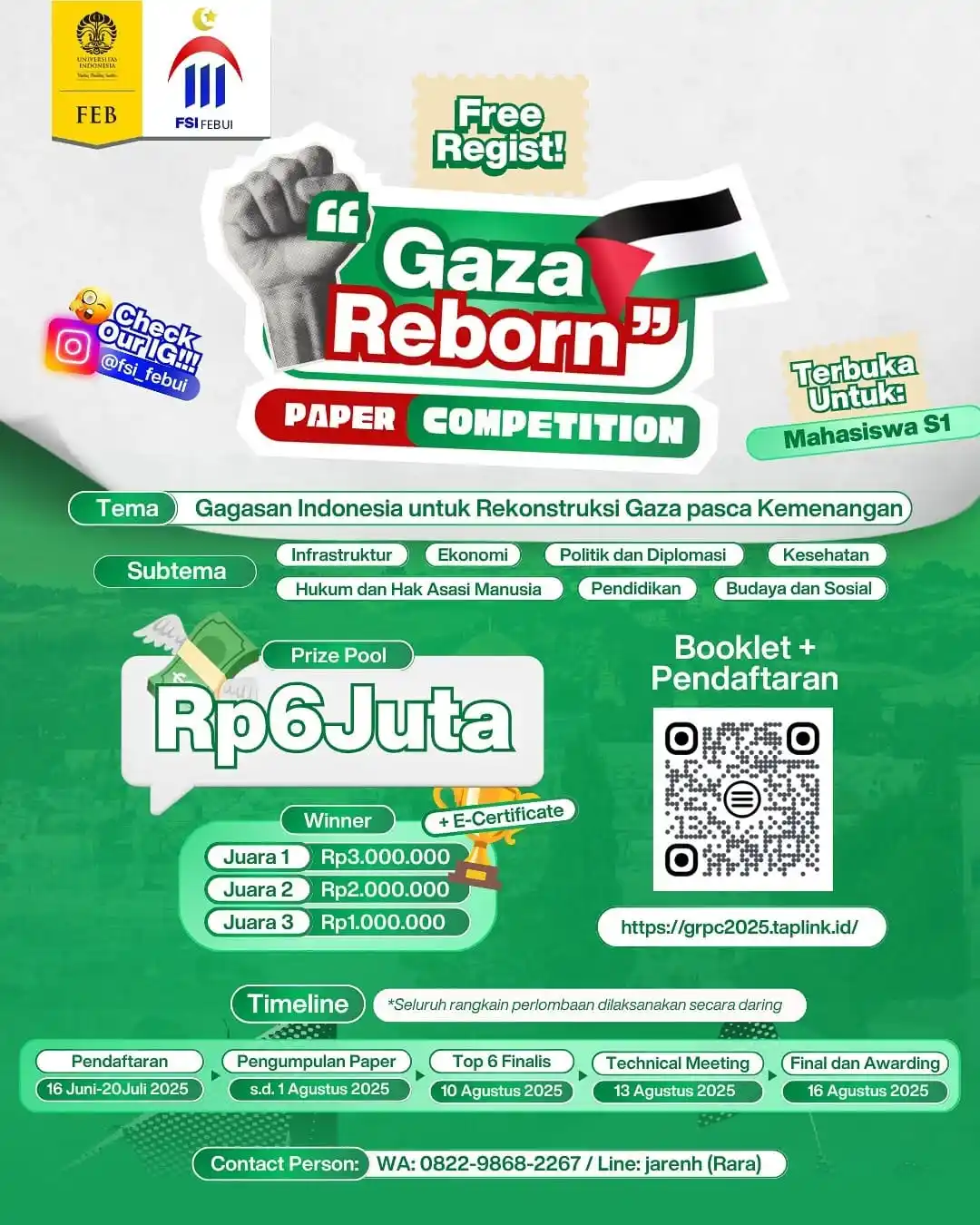 Image from Info Lomba: Lomba Karya Tulis Ilmiah Nasional 2025, Gratis 🆓 . . . . . ✍🇵🇸 Gaza...