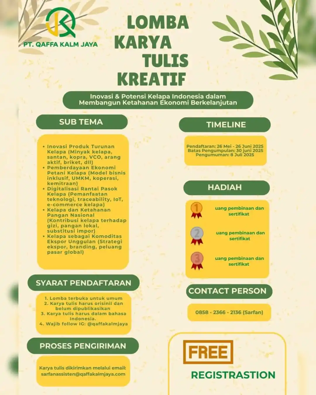 Image from Info Lomba: Lomba Karya Tulis Nasional 2025, Gratis 🆓🆓🆓🆓✅ . . . . .  PT Qaffa ...