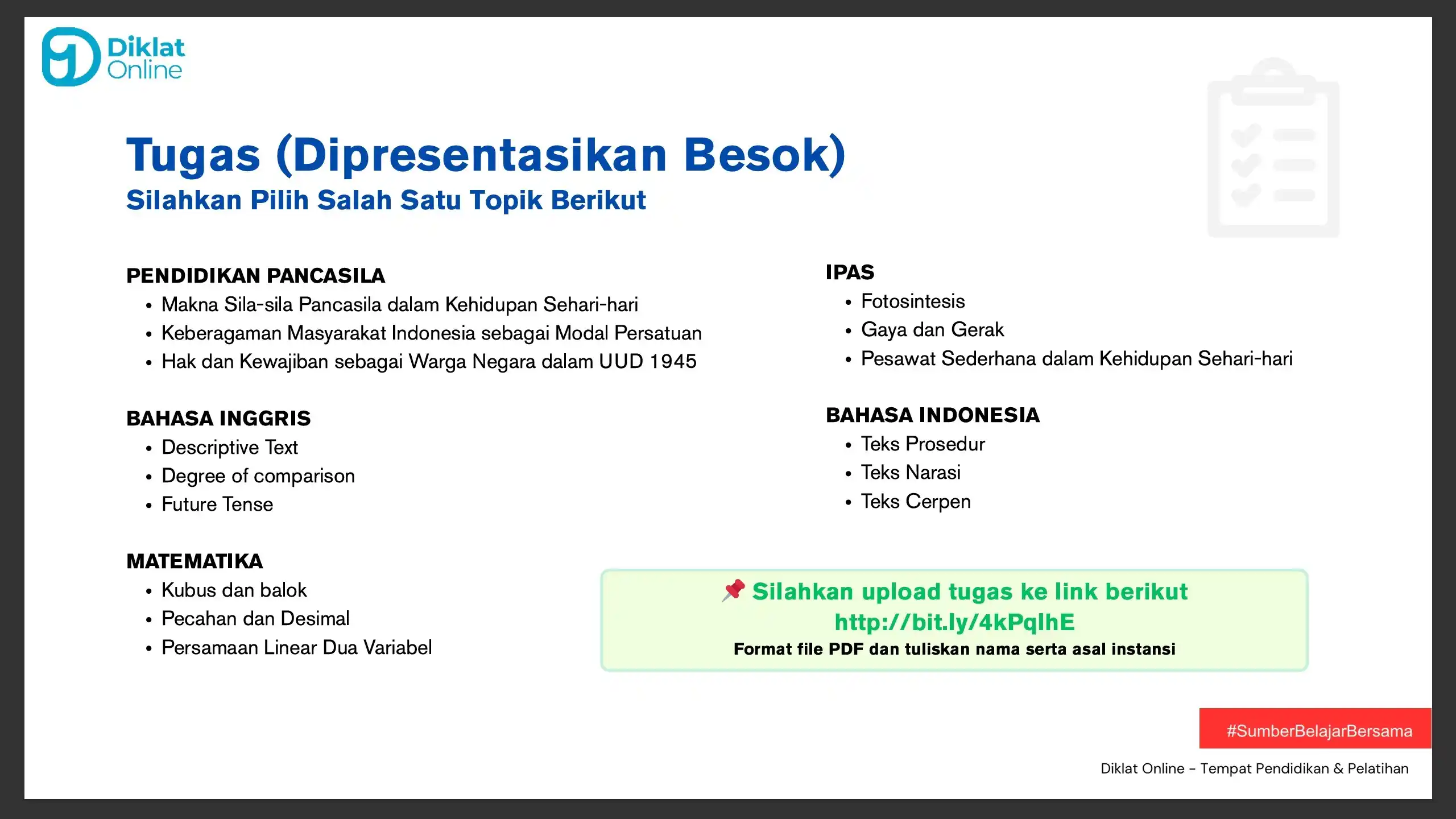 Image from Diklat Online: 🚨 *Mau Zoom Prioritas?* Anda dapat Masuk Zoom tanpa antre! Upload tug...