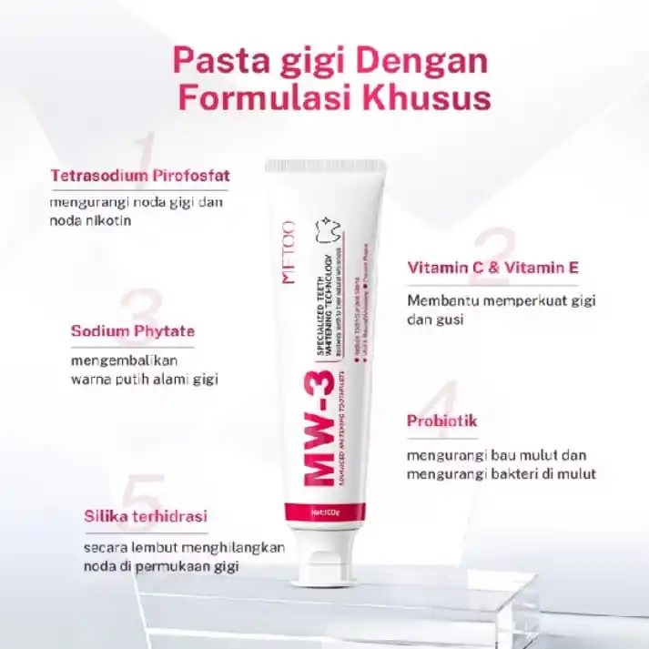 Image from Racun Shopee ♥: METOO MW-3 Advanced whitening Toothpaste 100g - Gigi Putih / Bebas Sen...