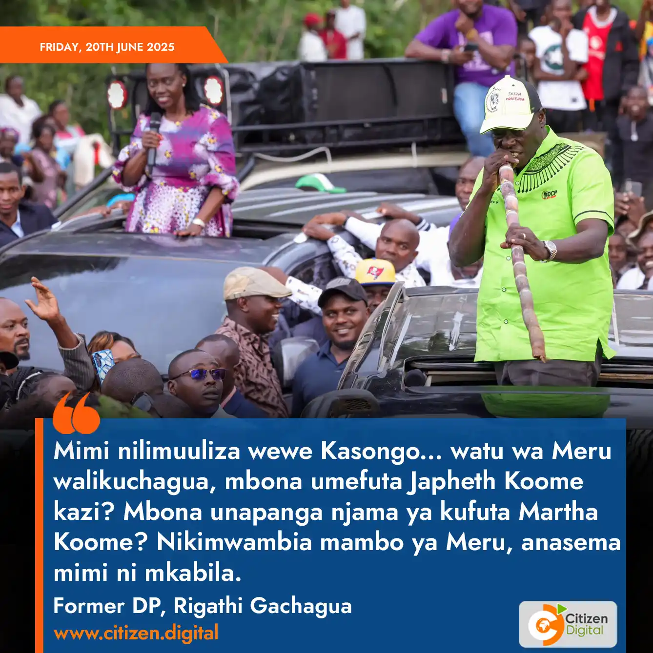 Image from Citizen Digital: Mimi nilimuuliza wewe Kasongo... watu wa Meru walikuchagua, mbona umef...
