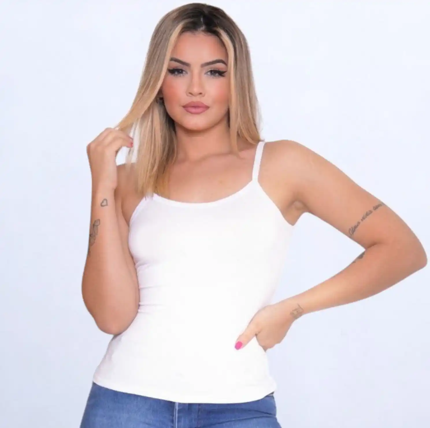 Image from Kwai Shop: 💃Moda Verão! ☀️👚 Blusa regata feminina de alcinha em viscolycra, ten...